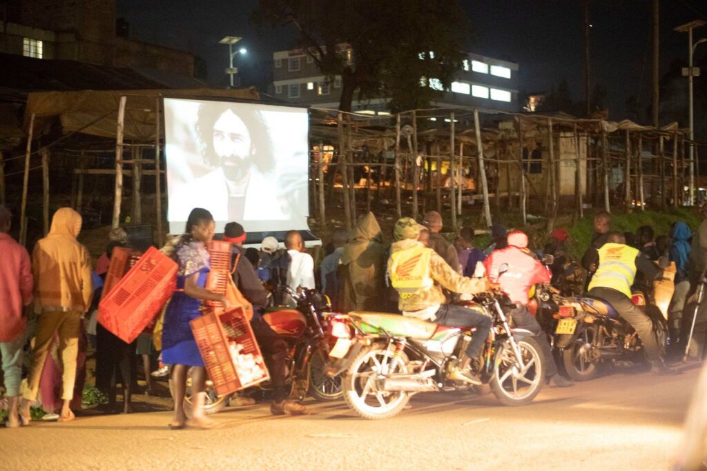 Showing Ekegusii Jesus Film at keroka market, Kisii